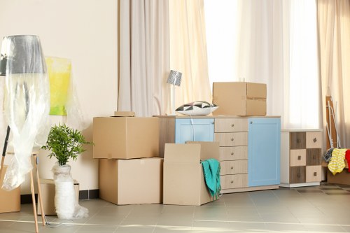 Packed household items ready for removal service in South London