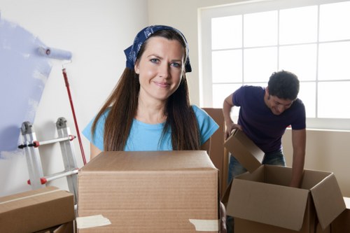 Furniture and boxes being loaded by a removals company in South London