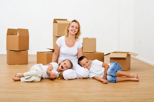 Student furniture and personal belongings prepared for relocation