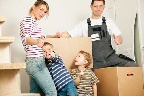 Packed boxes and furniture prepared for collection